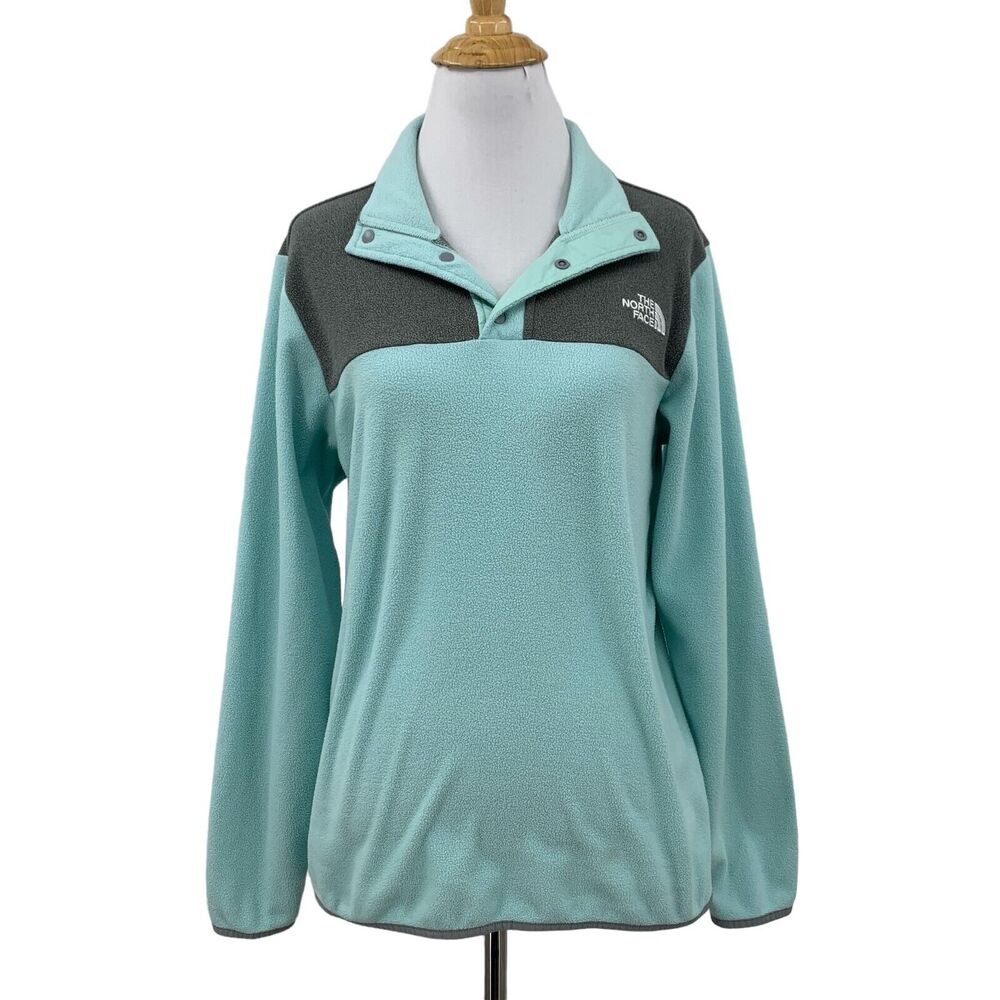 The North Face Jacket Girls XL Extra Large Seafoam‎ Fleece Snap Button Pullover